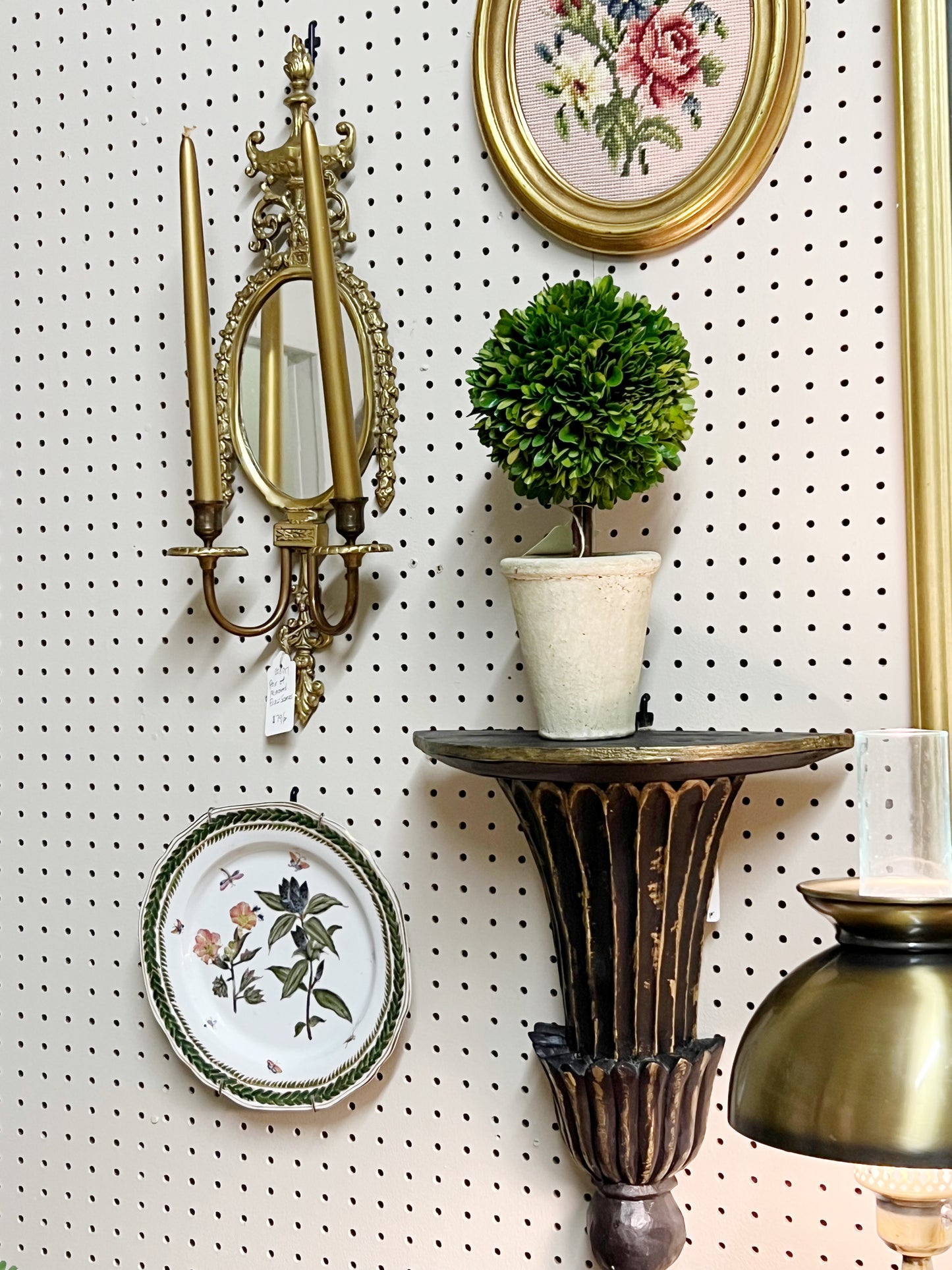 Pair of Black & Gold Wall Shelves