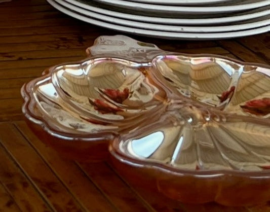 Carnival Glass Marigold Relish Dish