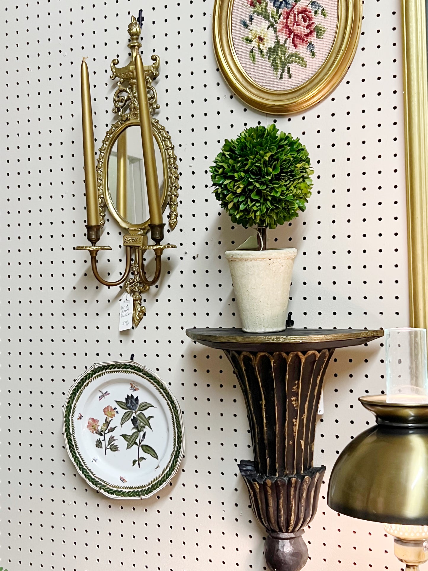 Pair of Black & Gold Wall Shelves