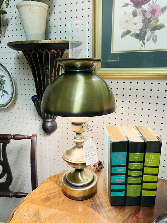 Mid-Century Brushed Brass Hurricane Lamp